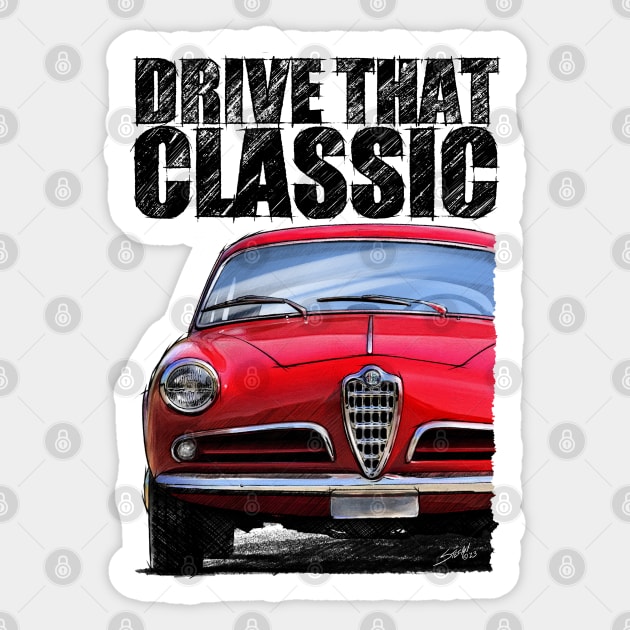 Drive that Classic 1960 Alfa Guilietta Sprint Veloce Sticker by stefansautoart